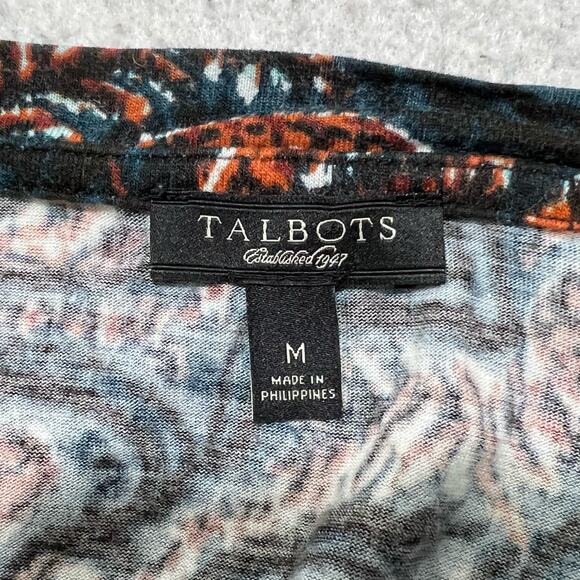 Talbots Women’s Medium Long Sleeve Paisley Patterned Pullover T Shirt Top - Picture 3 of 12